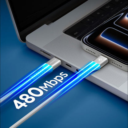 Cablu Date si Incarcare USB-C - USB-C Spigen EB10010CCA, 100W, 1m, Alb ACA11102