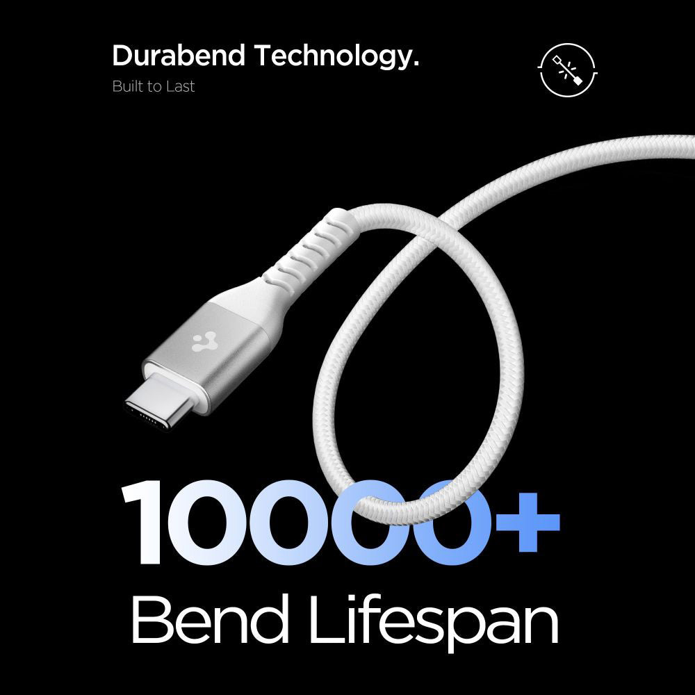 Cablu Date si Incarcare USB-C - USB-C Spigen EB10010CCA, 100W, 1m, Alb ACA11102