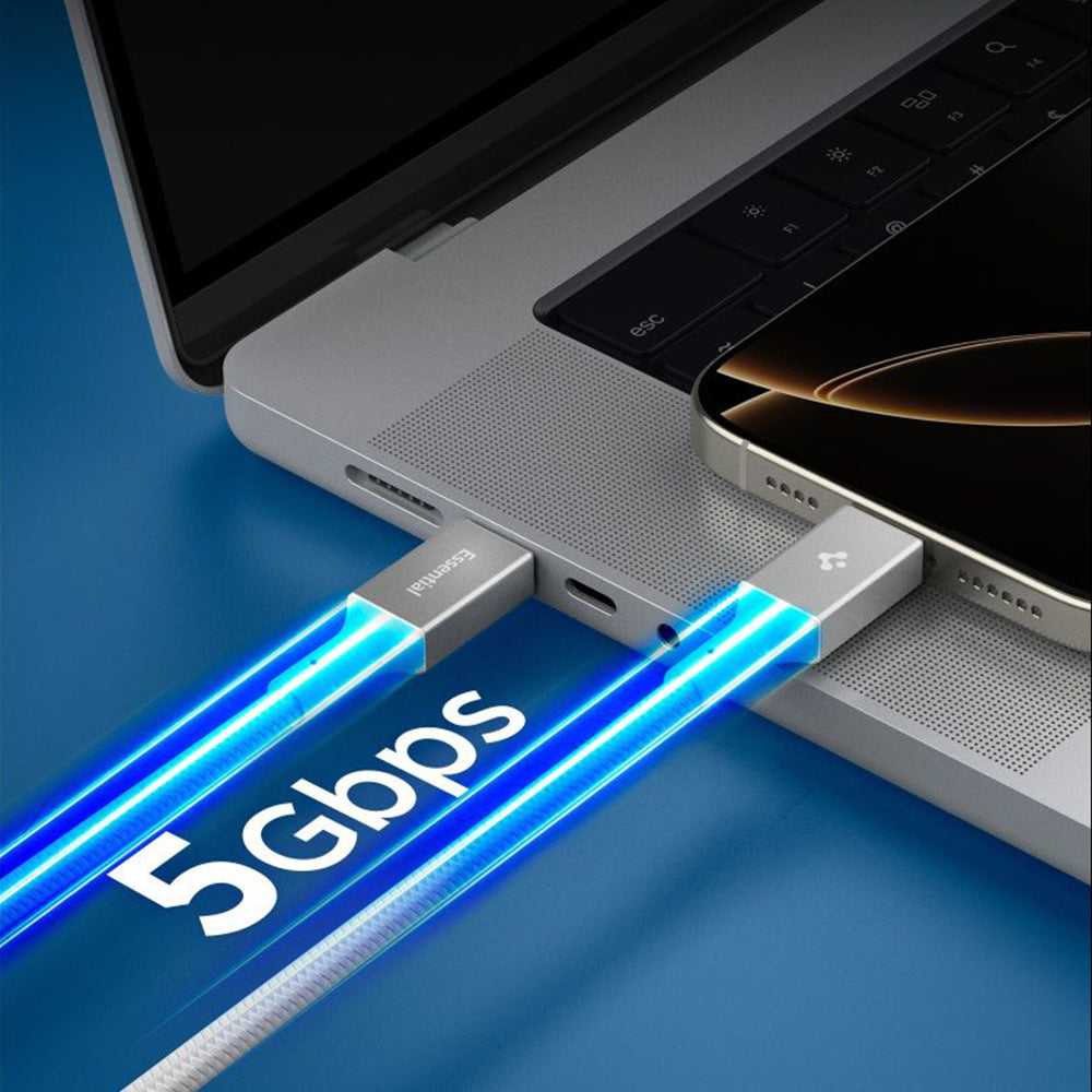 Cablu Date si Incarcare USB-C - USB-C Spigen EB10015CC, 100W, 1.5m, Alb ACA10420