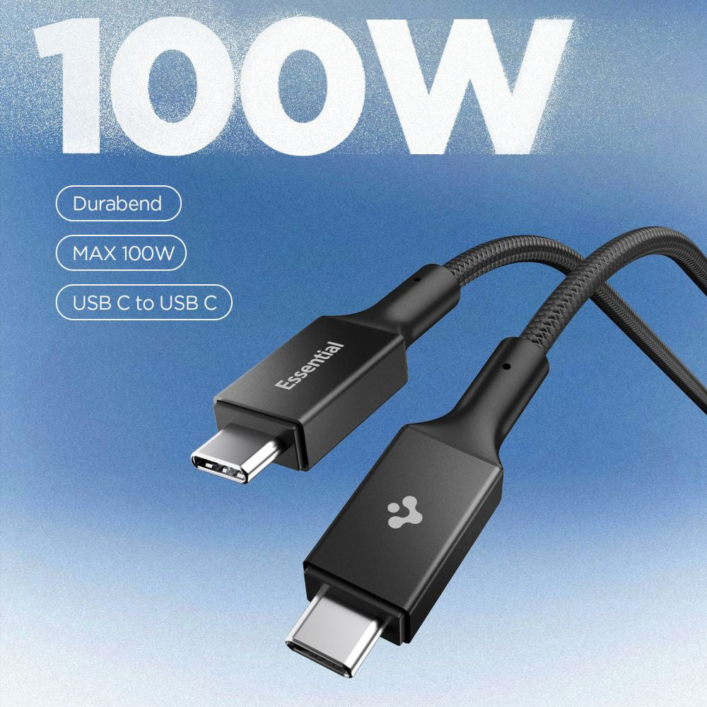 Cablu Date si Incarcare USB-C - USB-C Spigen EB10015CC, 100W, 1.5m, Negru ACA10421