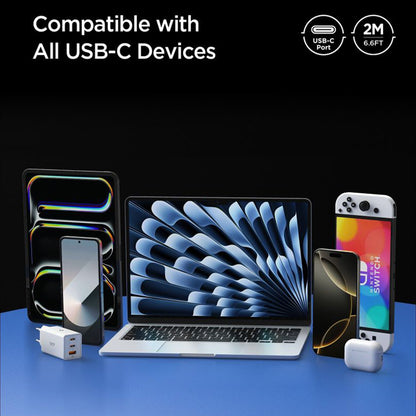 Cablu Date si Incarcare USB-C - USB-C Spigen EB10020CC, 100W, 2m, Alb