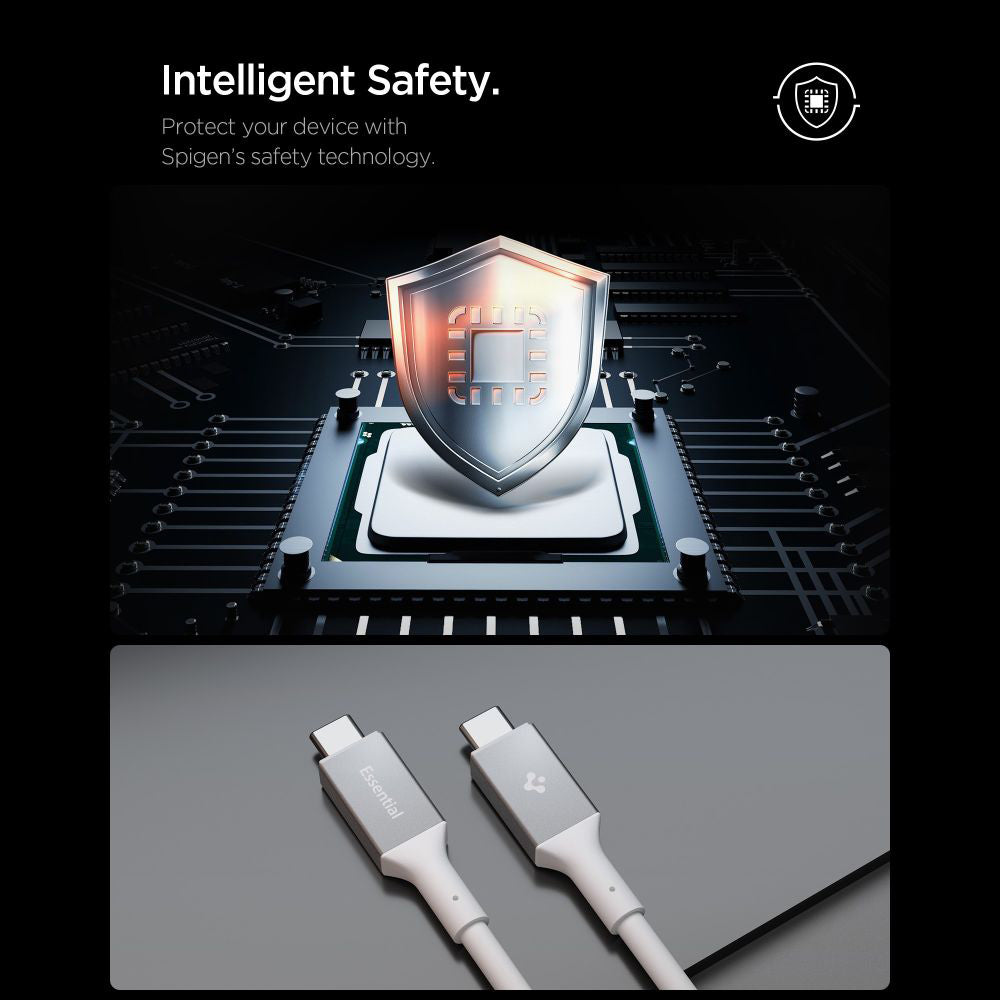 Cablu Date si Incarcare USB-C - USB-C Spigen EB10020CC, 100W, 2m, Alb
