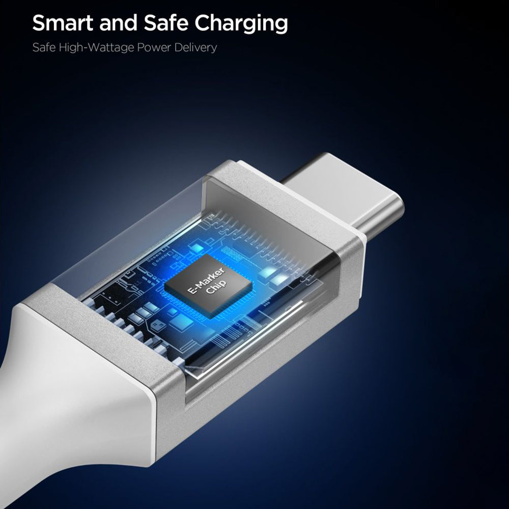 Cablu Date si Incarcare USB-C - USB-C Spigen EB10020CC, 100W, 2m, Alb