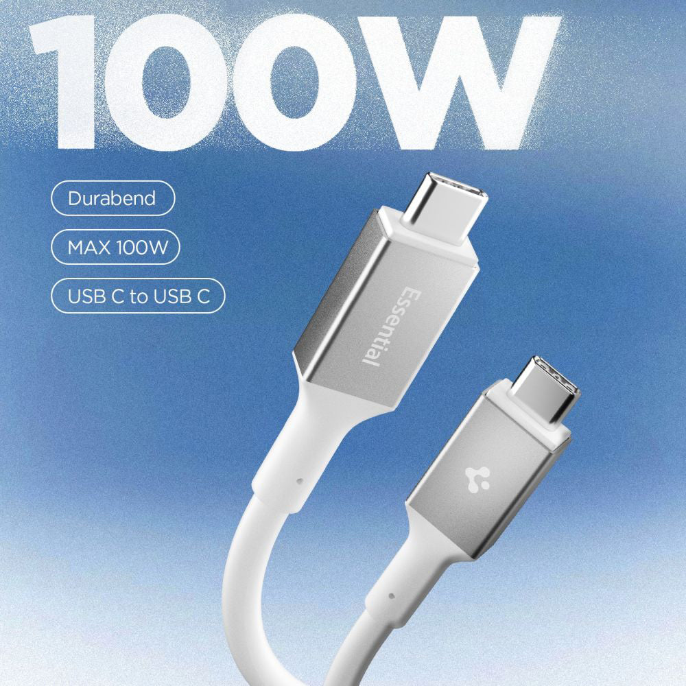 Cablu Date si Incarcare USB-C - USB-C Spigen EB10020CC, 100W, 2m, Alb