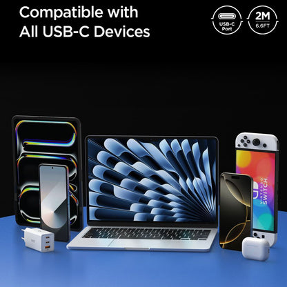 Cablu Date si Incarcare USB-C - USB-C Spigen EB10020CC, 100W, 2m, Negru