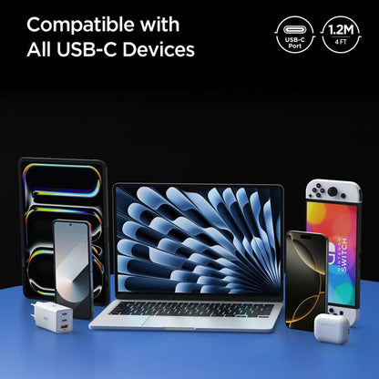 Cablu Date si Incarcare USB-C - USB-C Spigen EB24012CC, 240W, 1.2m, Alb