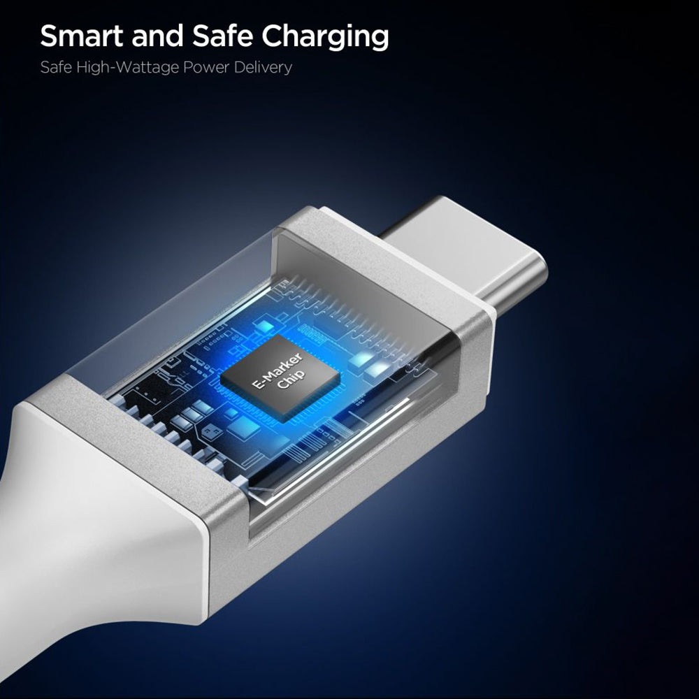 Cablu Date si Incarcare USB-C - USB-C Spigen EB24012CC, 240W, 1.2m, Alb