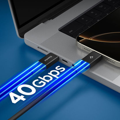 Cablu Date si Incarcare USB-C - USB-C Spigen EB24015CC, 240W, 1.5m, Negru ACA10423