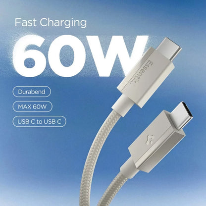 Cablu Date si Incarcare USB-C - USB-C Spigen EB6015CC, 60W, 1.5m, Gri Titan ACA10419