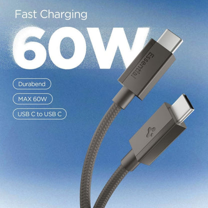 Cablu Date si Incarcare USB-C - USB-C Spigen EB6015CC, 60W, 1.5m, Gri ACA10418