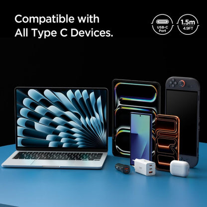 Cablu Date si Incarcare USB-C - USB-C Spigen EB6015CC, 60W, 1.5m, Gri ACA10418