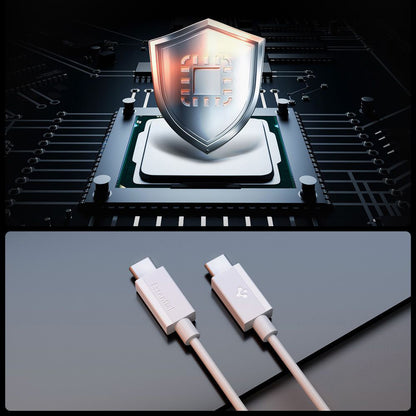 Cablu Date si Incarcare USB-C - USB-C Spigen Essential, 60W, 2m, Alb