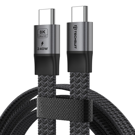 Cablu Date si Incarcare USB-C - USB-C Techsuit ElysiumSync Pro CX1, 240W, 1m, Gri