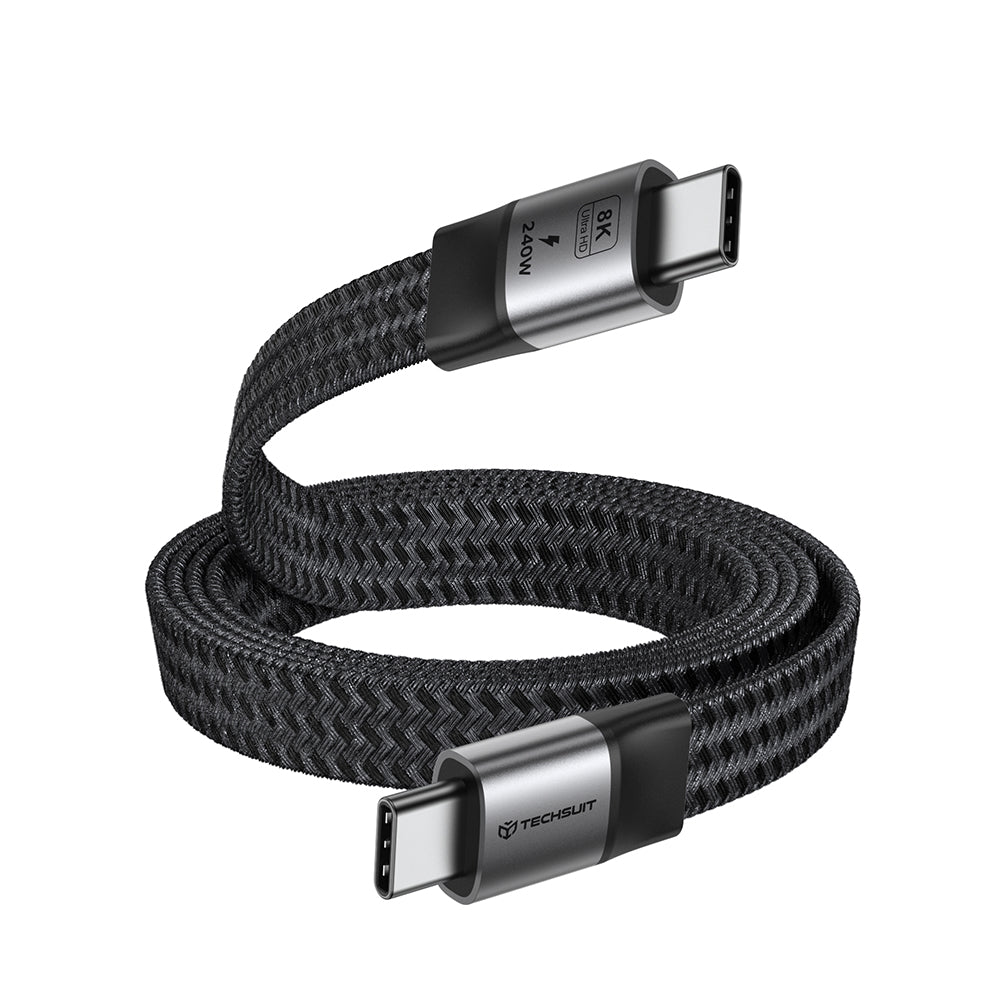 Cablu Date si Incarcare USB-C - USB-C Techsuit ElysiumSync Pro CX1, 240W, 1m, Gri