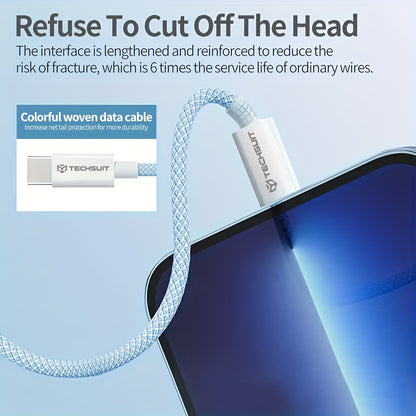 Cablu Date si Incarcare USB-C - USB-C Techsuit PCB114D, 60W, 1m, Negru