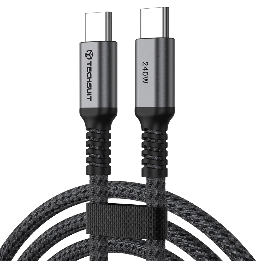 Cablu Date si Incarcare USB-C - USB-C Techsuit TitanSync Pro CX2, 240W, 1m, Gri