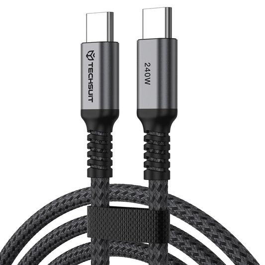 Cablu Date si Incarcare USB-C - USB-C Techsuit TitanSync Pro CX2, 240W, 1m, Gri