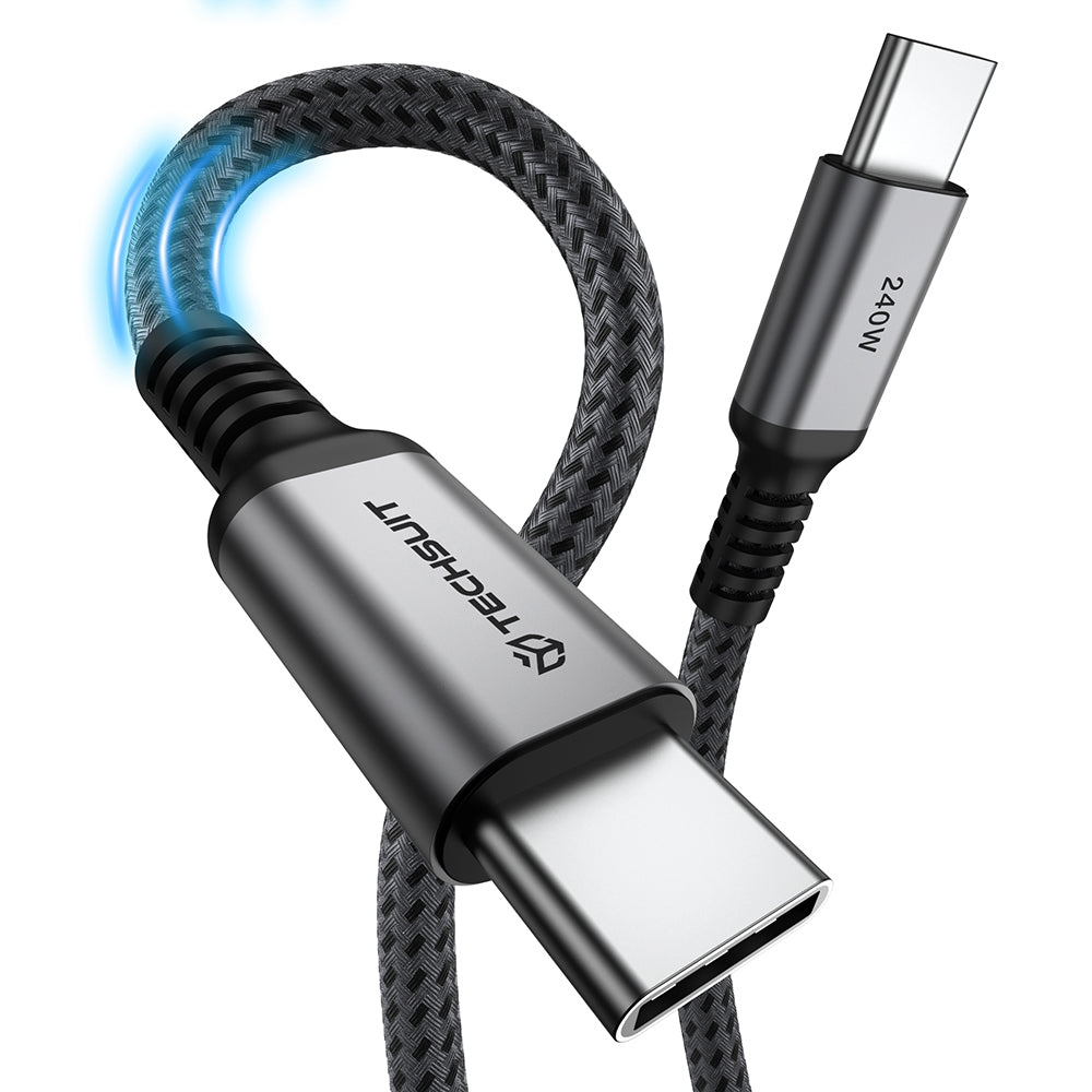 Cablu Date si Incarcare USB-C - USB-C Techsuit TitanSync Pro CX2, 240W, 1m, Gri