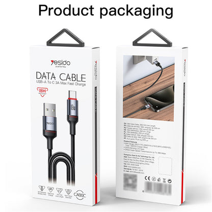 Cablu Date si Incarcare USB-C - USB-C Yesido CA183, 60W, 2m, Negru