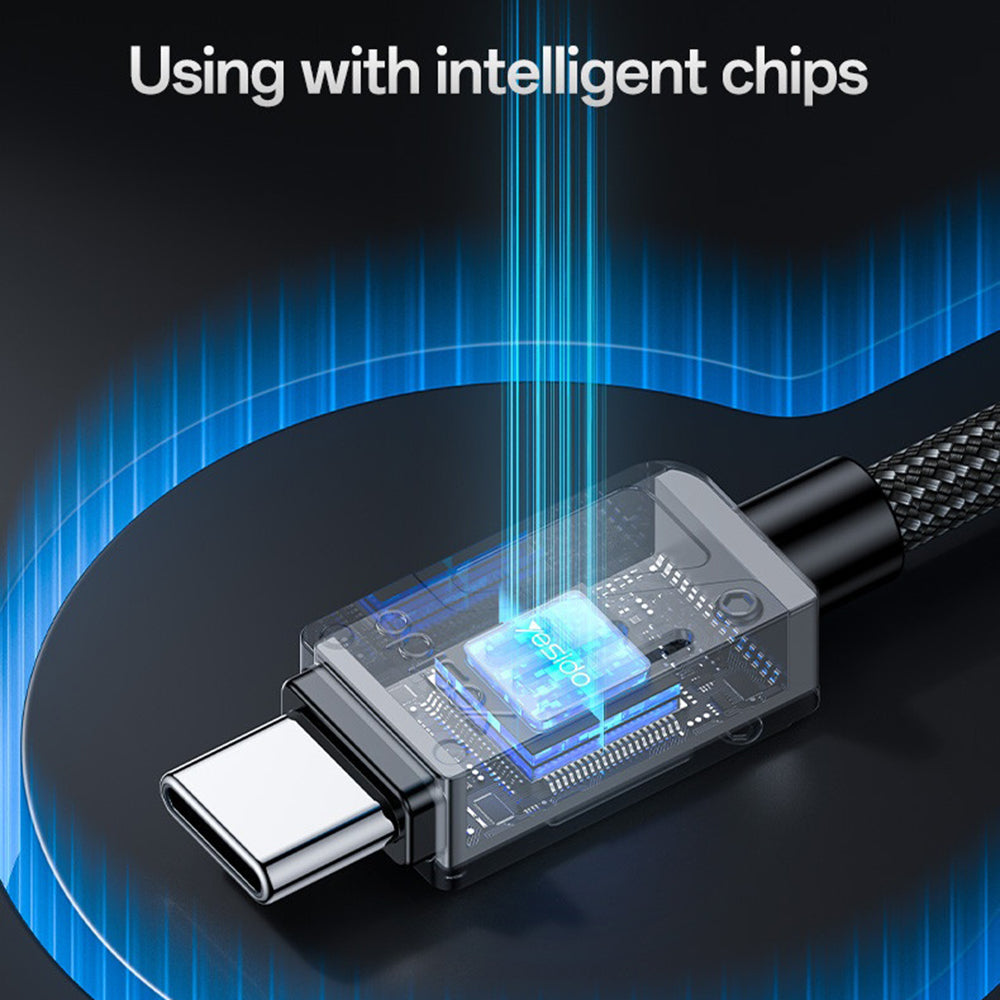 Cablu Date si Incarcare USB-C - USB-C Yesido CA196, 60W, 1.2m, Negru