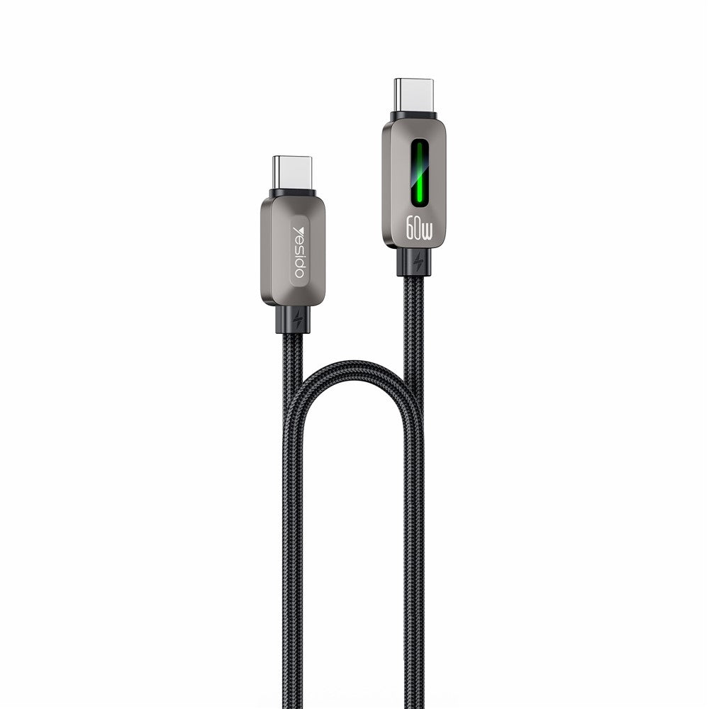 Cablu Date si Incarcare USB-C - USB-C Yesido CA198, 60W, 1.2m, Negru
