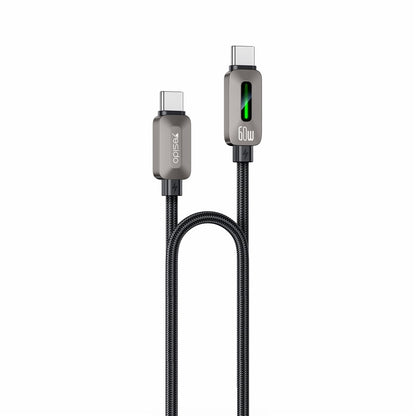 Cablu Date si Incarcare USB-C - USB-C Yesido CA198, 60W, 1.2m, Negru
