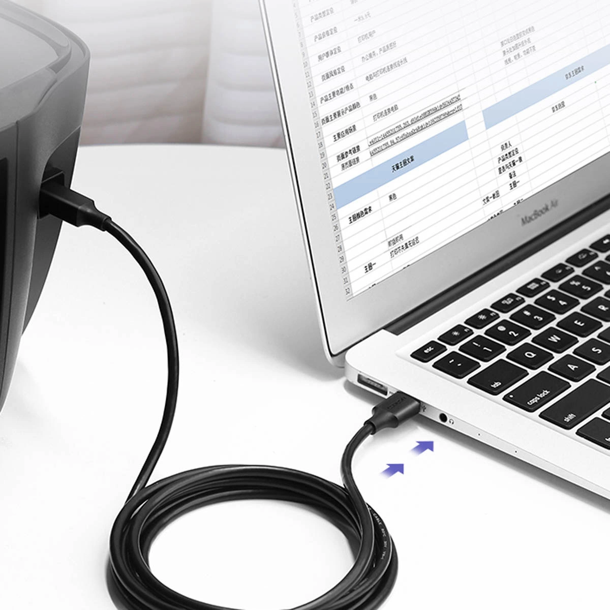 Cablu Imprimanta UGREEN US135, USB-A - USB-B, 5m, Negru