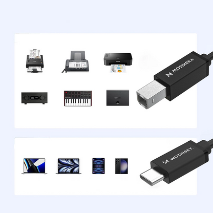 Cablu Imprimanta WZK WKDDY2S, USB-C - USB-B, 2m, Negru