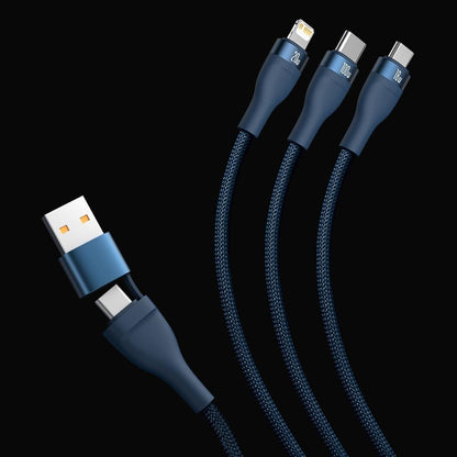 Cablu Incarcare USB-C / USB-A - Lightning / microUSB / USB-C Baseus Flash Series II, 100W, 1.2m, Bleumarin CASS030103