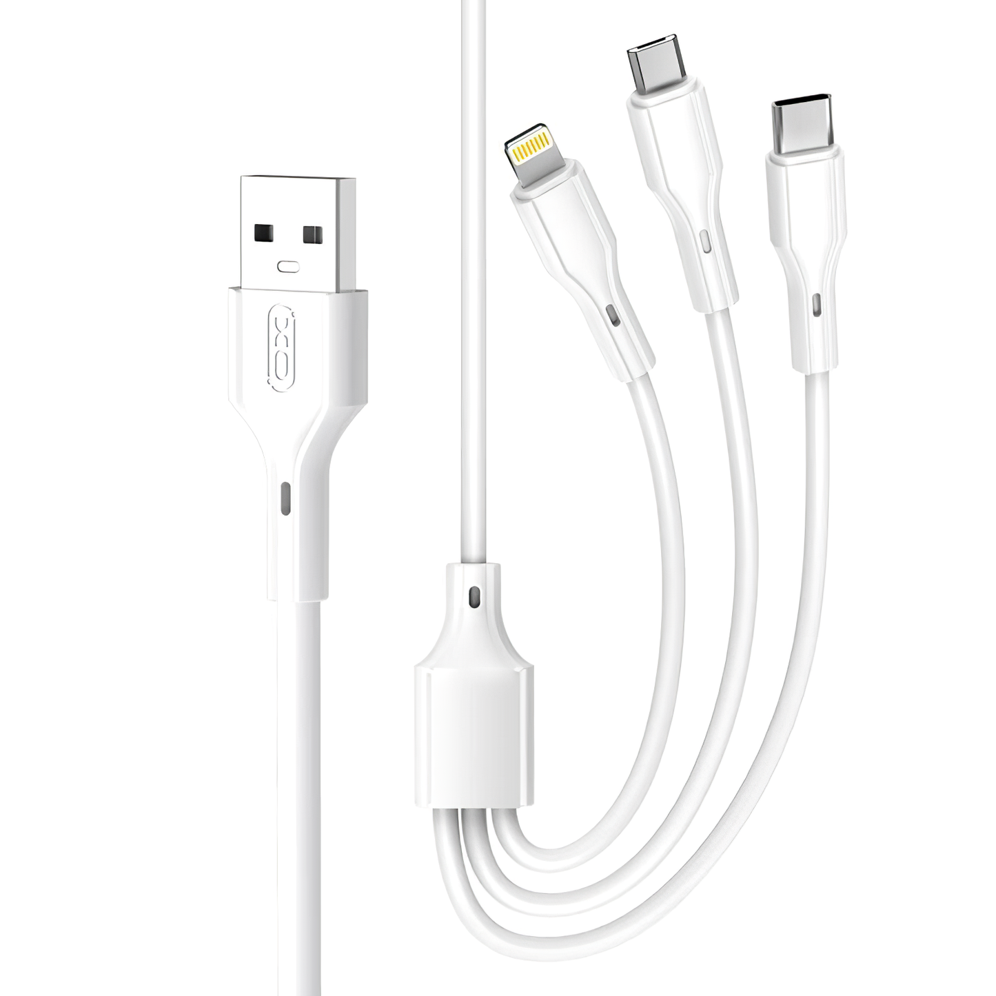 Cablu Incarcare USB-A - Lightning / microUSB / USB-C XO Design NB230 3in1, 20W, 1m, Alb