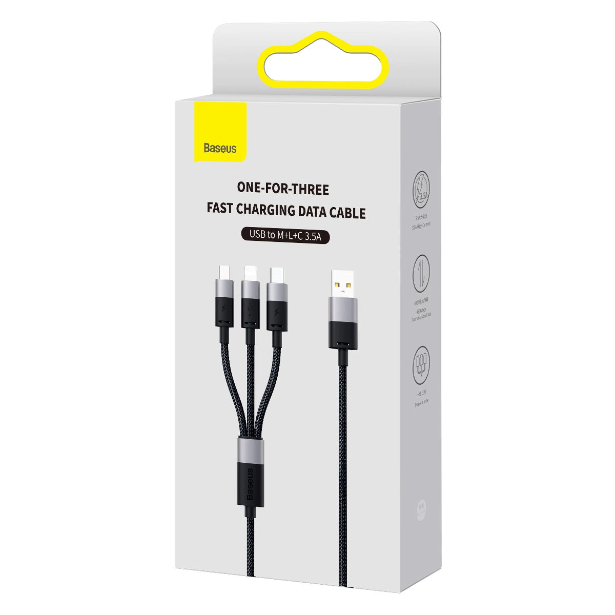 Cablu Incarcare USB-A - Lightning / microUSB / USB-C Baseus StarSpeed, 18W, 1.2m, Negru CAXS000001