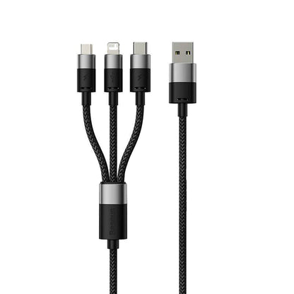 Cablu Incarcare USB-A - Lightning / microUSB / USB-C Baseus StarSpeed 3in1, 20W, 0.6m, Negru P10319900111-00