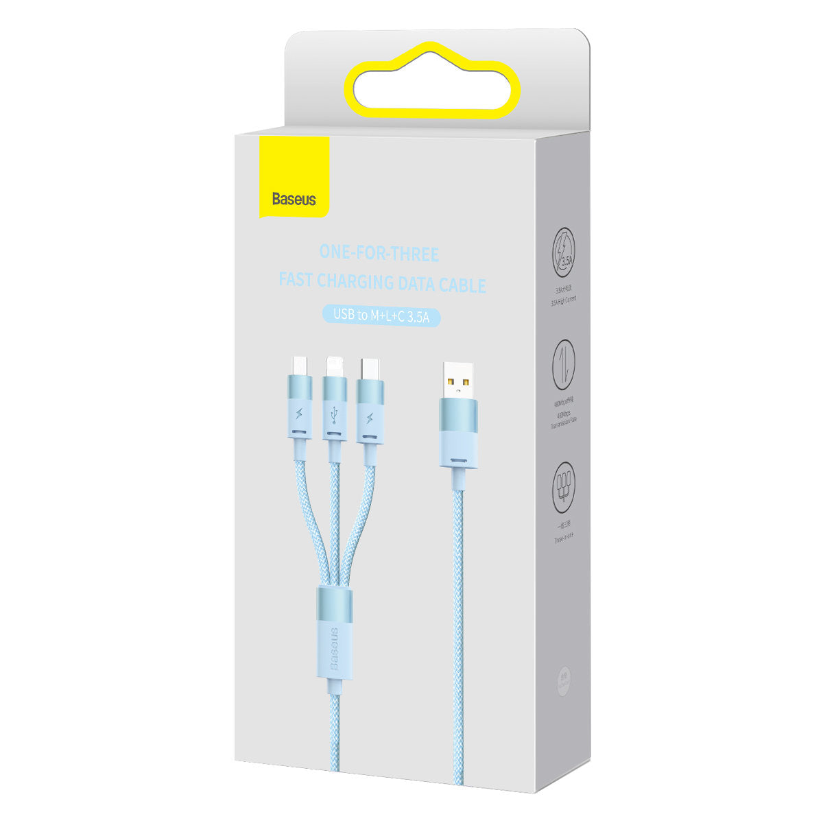 Cablu Incarcare USB-A - Lightning / microUSB / USB-C Baseus StarSpeed 3in1, 20W, 1.2m, Albastru CAXS000017