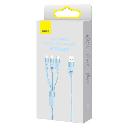 Cablu Incarcare USB-A - Lightning / microUSB / USB-C Baseus StarSpeed 3in1, 20W, 1.2m, Albastru CAXS000017