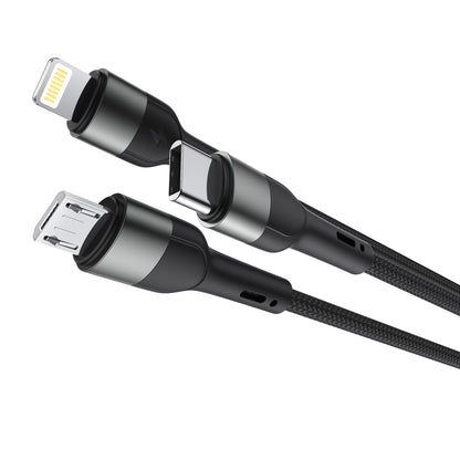 Cablu Incarcare USB-A / USB-C - Lightning / microUSB / USB-C XO Design NB254, 60W, 1.2m, Negru