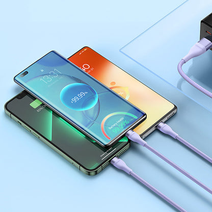 Cablu Incarcare USB-A / USB-C - Lightning / microUSB / USB-C Baseus Flash Series II 3in1, 100W, 1.2m, Mov CASS030105