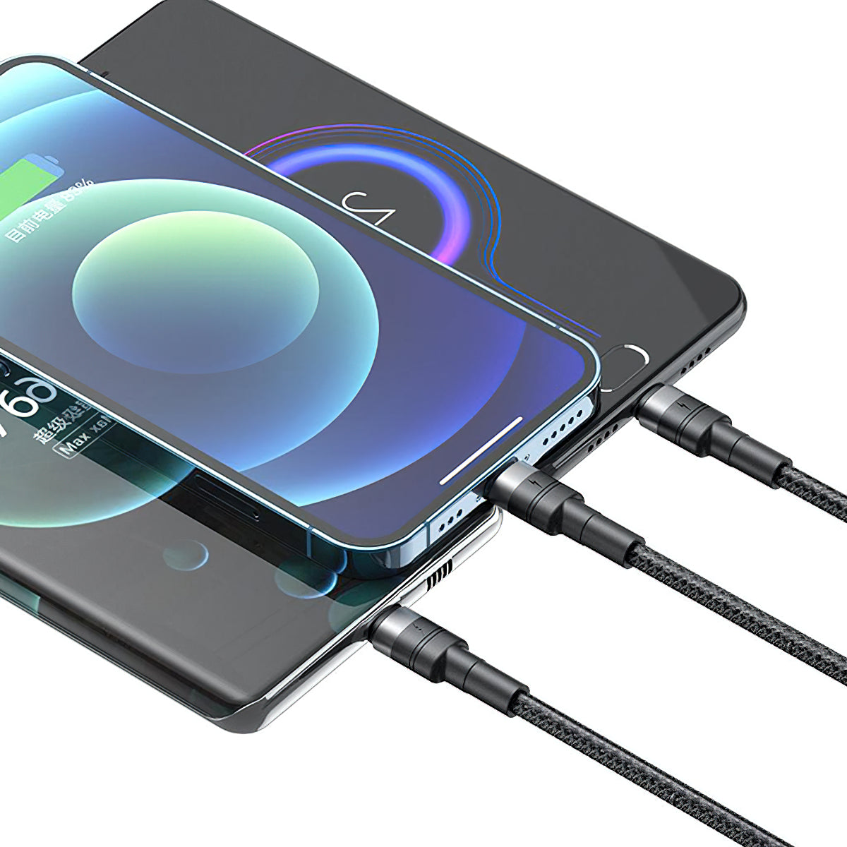 Cablu Incarcare USB-A - Lightning / microUSB / USB-C XO Design NB-Q191 3in1, 66W, 1.2m, Negru