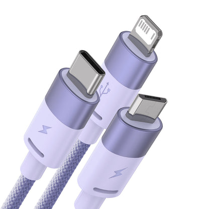 Cablu Incarcare USB-A - Lightning / microUSB / USB-C Baseus StarSpeed 3in1, 20W, 1.2m, Mov CAXS000005