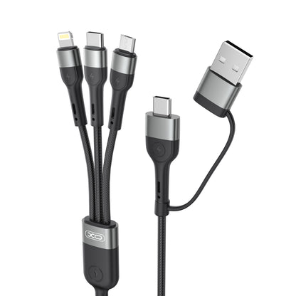 Cablu Incarcare USB-A / USB-C - Lightning / microUSB / USB-C XO Design NB254, 60W, 1.2m, Negru