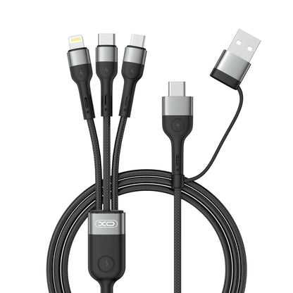 Cablu Incarcare USB-A / USB-C - Lightning / microUSB / USB-C XO Design NB254, 60W, 1.2m, Negru