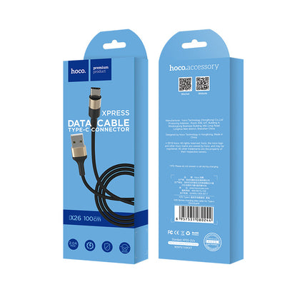 Cablu Date si Incarcare USB-A - USB-C HOCO X26 Xpress, 18W, 1m, Auriu