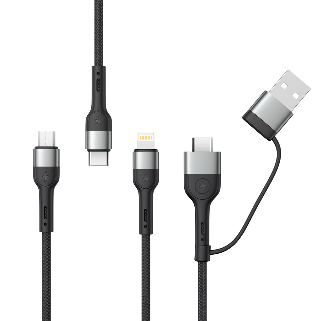 Cablu Incarcare USB-A / USB-C - Lightning / microUSB / USB-C XO Design NB254, 60W, 1.2m, Negru