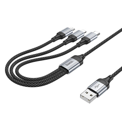 Cablu Incarcare USB-A - Lightning / microUSB / USB-C HOCO X102, 18W, 1m, Negru