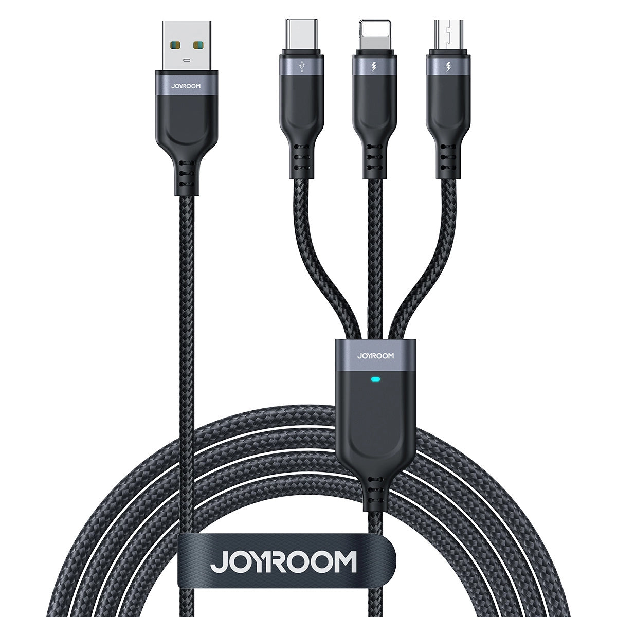 Cablu Incarcare USB-A - Lightning / microUSB / USB-C Joyroom S-A18, 18W, 0.3m, Negru