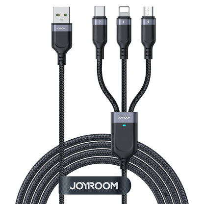 Kabel ładujący USB-A - Lightning / microUSB / USB-C Joyroom S-A18 3w1, 18 W, 1,2 m, czarny 