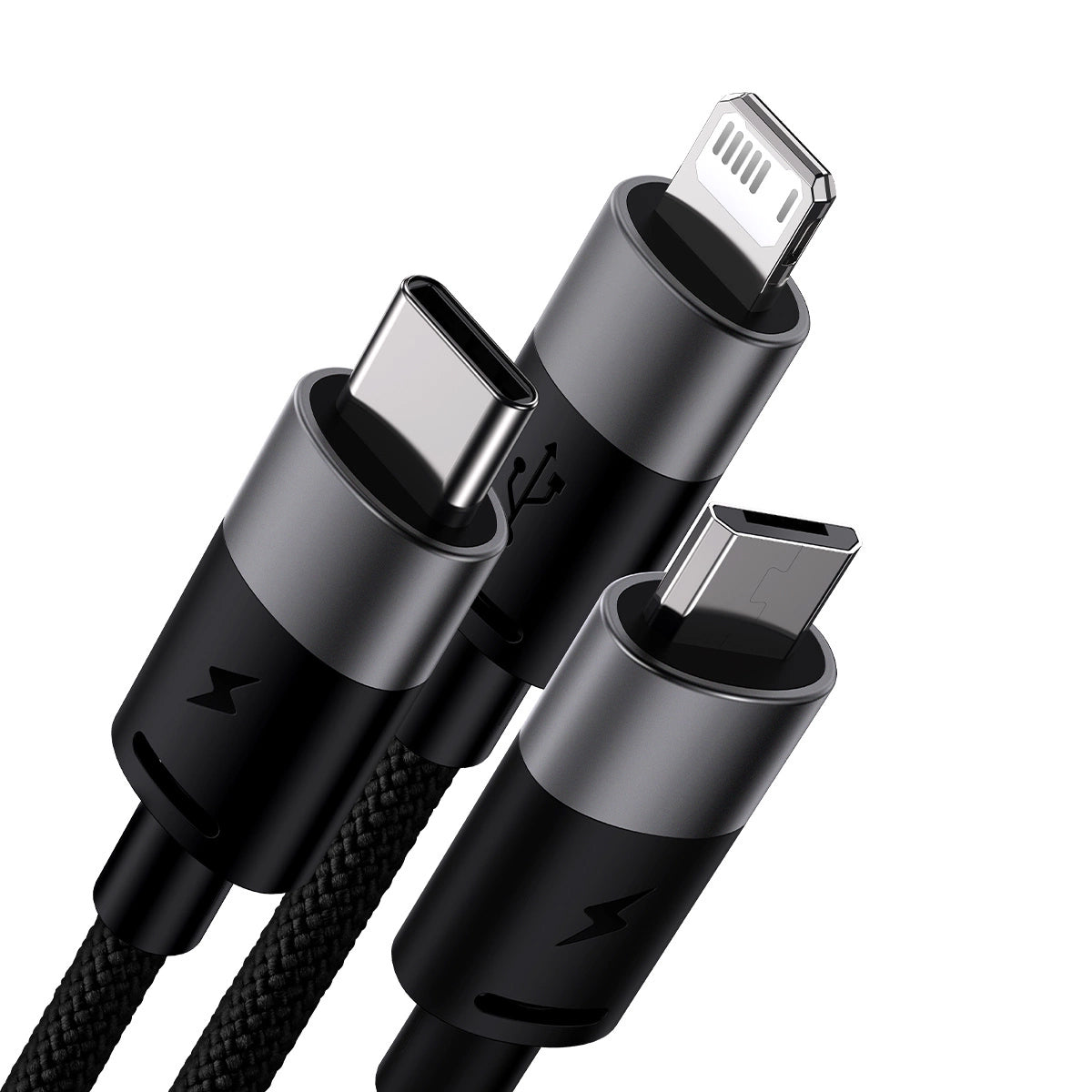 Cablu Incarcare USB-A - Lightning / microUSB / USB-C Baseus StarSpeed, 18W, 1.2m, Negru CAXS000001