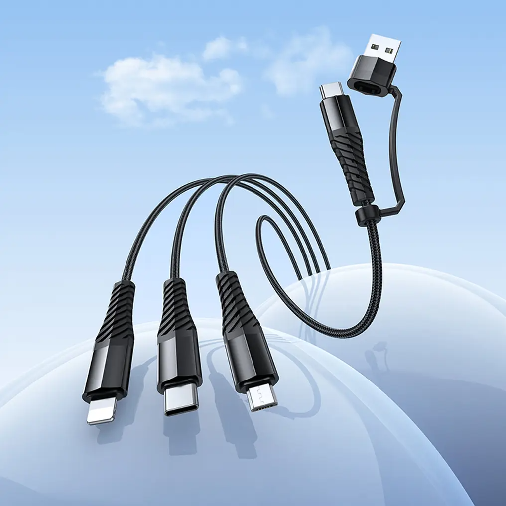 Cablu Incarcare USB-A / USB-C - Lightning / microUSB / USB-C HOCO X123 3in1, 18W, 1m, Negru