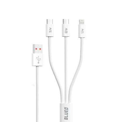 Cablu Incarcare USB-A - Lightning / 2 x USB-C Blueo, 75W, 1.2m, Alb