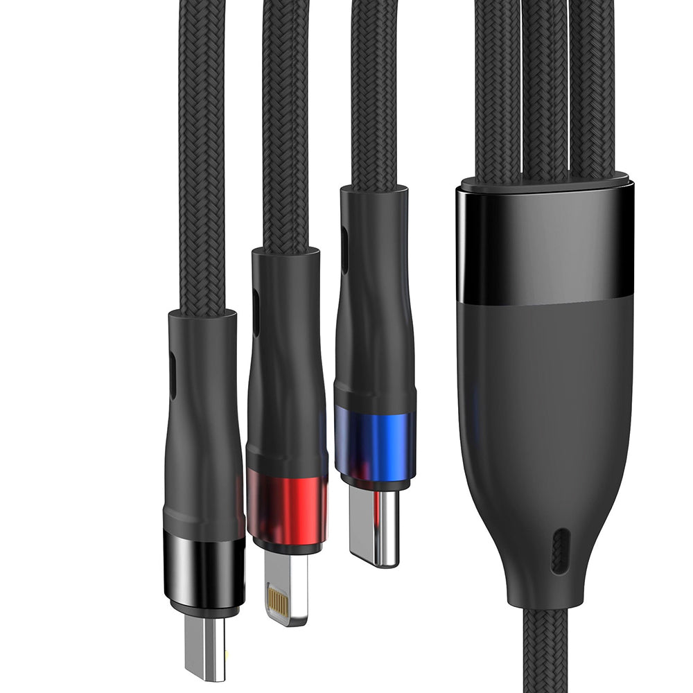 Cablu Incarcare USB-A - Lightning / microUSB / USB-C 3MK Hyper N, 18W, 1.2m, Negru