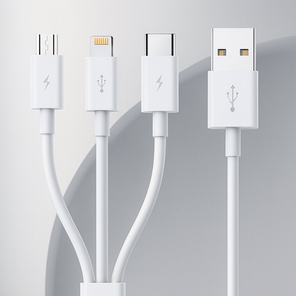 Cablu Incarcare USB-A - Lightning / microUSB / USB-C Baseus 3in1, 100W, 1.5m, Alb P10377705213-00